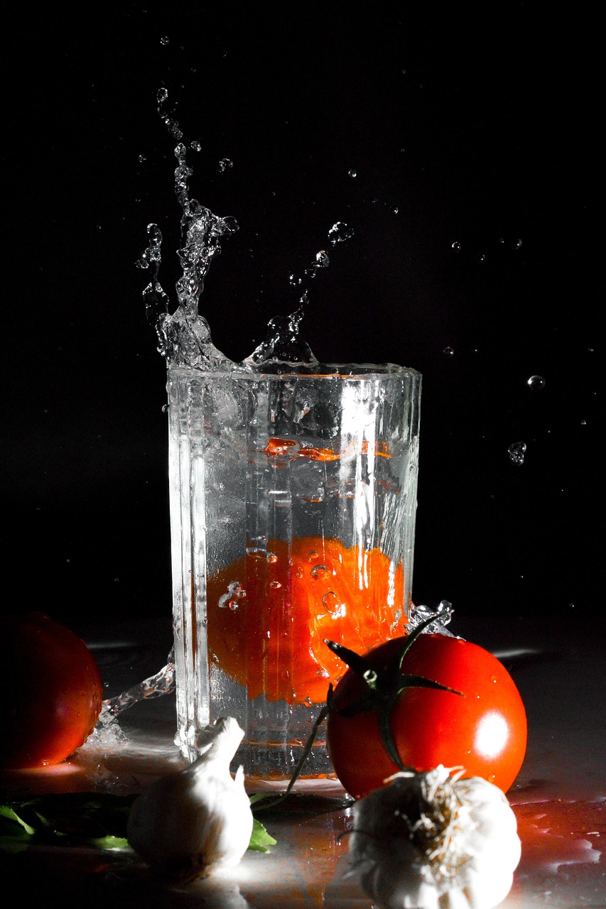 tomato, glass, drop